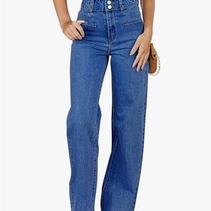 Stylish Blue Wide Leg Jeans